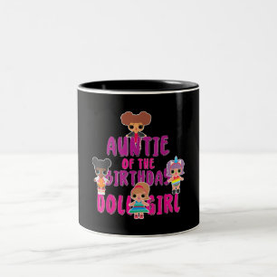 Auntie Of The Birthday Doll Girl Family Gift Two-Tone Coffee Mug