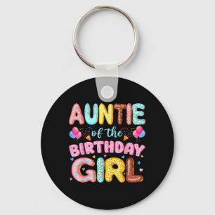 Auntie of The Birthday Girl Doughnut Lover Party Key Ring