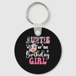 Auntie Of The Birthday Girl Farm Cow 1st Birthday  Key Ring