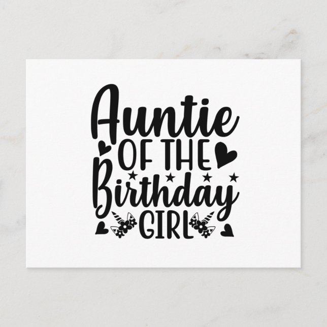 Auntie of the birthday girl postcard (Front)