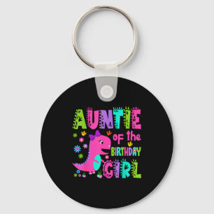 Auntie of the birthday girl saurus rex dinosaur key ring