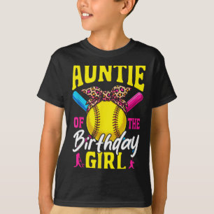 Auntie of The Birthday Girl Softball Birthday T-Shirt