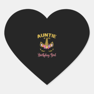 Auntie Of The Birthday Girl Unicorn Family Matchin Heart Sticker