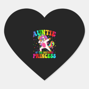 Auntie of the Birthday Princess Girl Dabbing Unico Heart Sticker