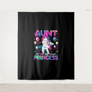 Auntie of the Birthday Princess Girl Flossing Unic Tapestry