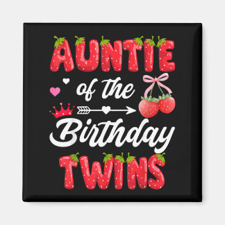 Auntie Of The Birthday Twins 1st Birthday Girl Magnet