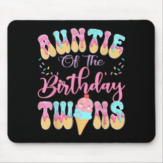 Auntie Of The Birthday Twins Sweet Ice Cream Drip Mouse Mat