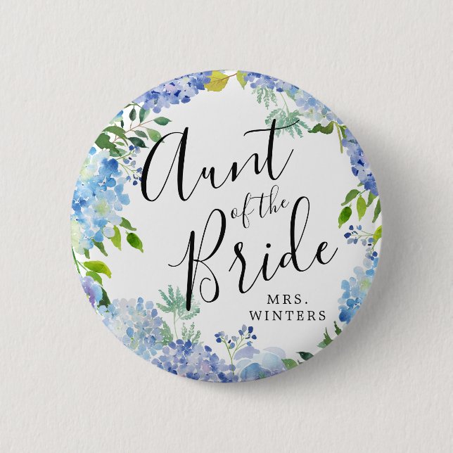 Auntie of the Bride | Carolina Bloom Wedding 6 Cm Round Badge (Front)