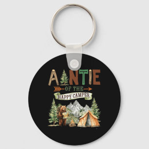 Auntie of The Happy Camper First Birthday Camping Key Ring