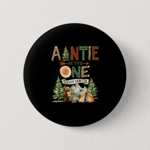 Auntie of the one happy camper 1st birthday 6 cm round badge