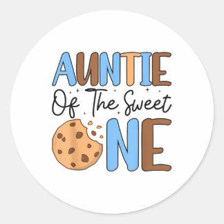 Auntie Of The Sweet One Cookies &amp; Milk 1st Bir Classic Round Sticker