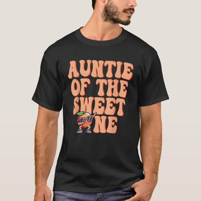 Auntie of The Sweet One Peach 1st Birthday on Peac T-Shirt (Front)