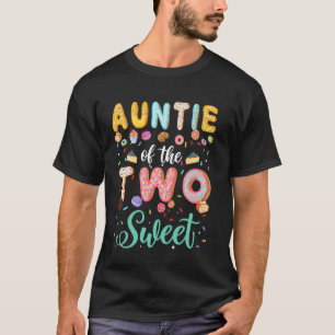 Auntie Of The Two Sweet Birthday Girl Doughnut Lov T-Shirt