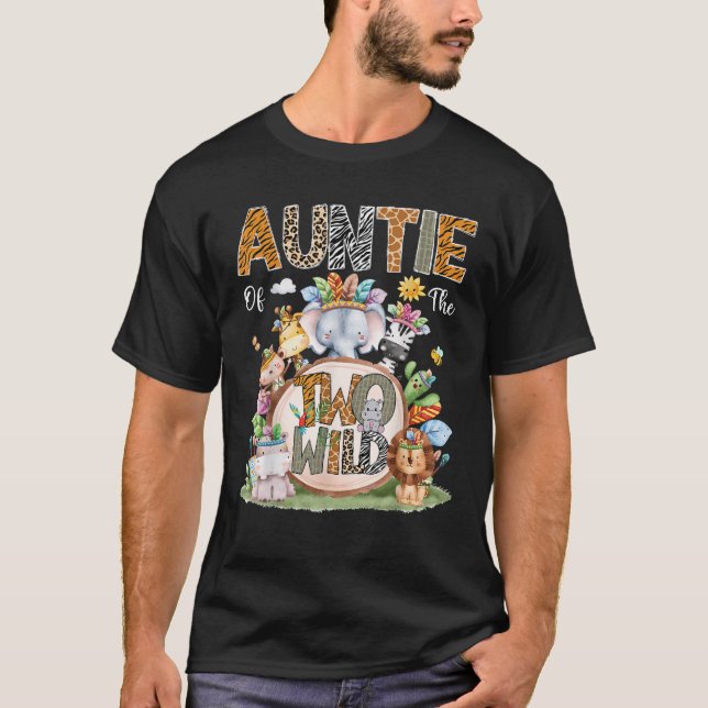 Auntie Of The Two Wild 2Nd Birthday Animal Safari  T-Shirt (Front)