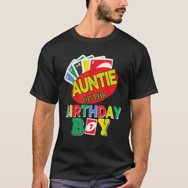 Auntie Of The Uno Birthday Boy Uno 7th Birthday Bo T-Shirt (Front)