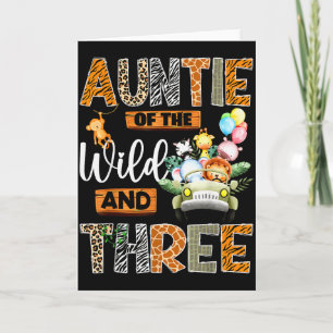 Auntie Of The Wild And Three 3rd Birthday Boy Safa Card