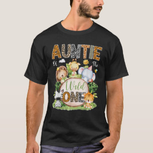 Auntie Of The Wild One 1St Birthday Kids Safari Ju T-Shirt