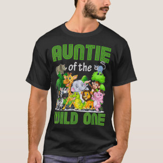 Auntie Of The Wild One Birthday Safari Jungle 2nd  T-Shirt