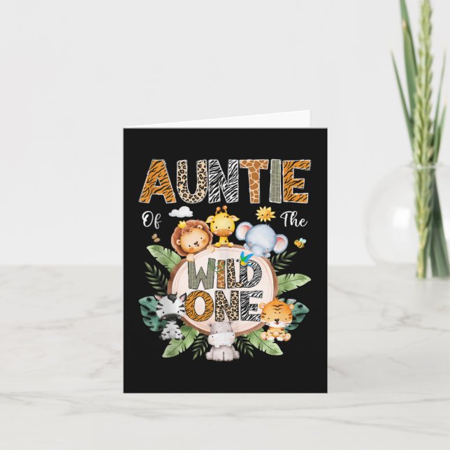 Auntie Of The Wild One First Birthday Safari Jungl Card (Front)