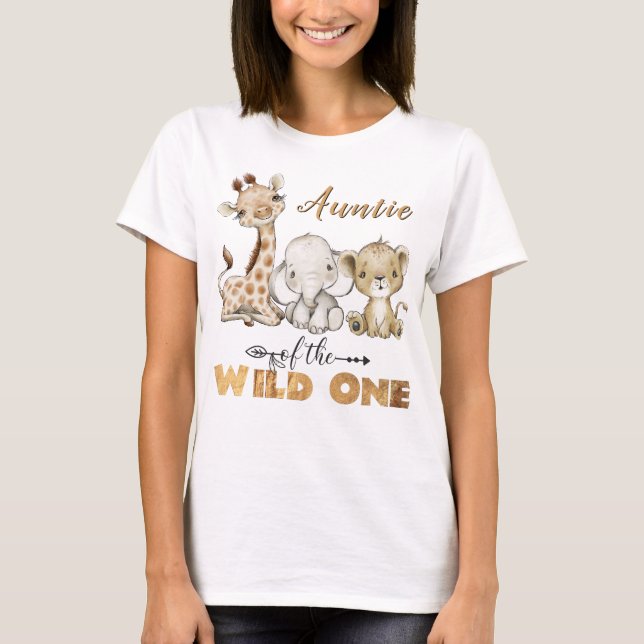 Auntie of the Wild One Gold Foil 1st Birthday T-Shirt (Front)
