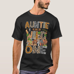 Auntie Of The Wild One Safari Zoo Animal 1St Birth T-Shirt