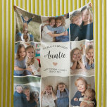 Auntie Personalised Photo Collage Modern  Fleece Blanket<br><div class="desc">This black and white personalized "World's Greatest Auntie" 8-photo collage blanket features a simple heart, accompanied by elegant handwritten script typography and the name of beloved nephews and nieces. An ideal and heartwarming gift for your aunt on special occasions like Mother's Day, Christmas, or birthdays. Customize it with photos of...</div>
