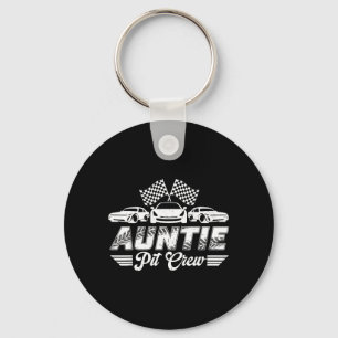 Auntie Pit Crew Birthday Party Race Car Lover Key Ring