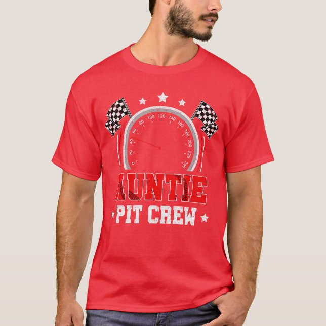 Auntie Pit Crew Race Birthday Party Racing Family T-Shirt (Front)