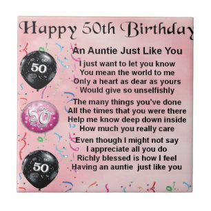 Auntie Poem - 50th Birthday Tile