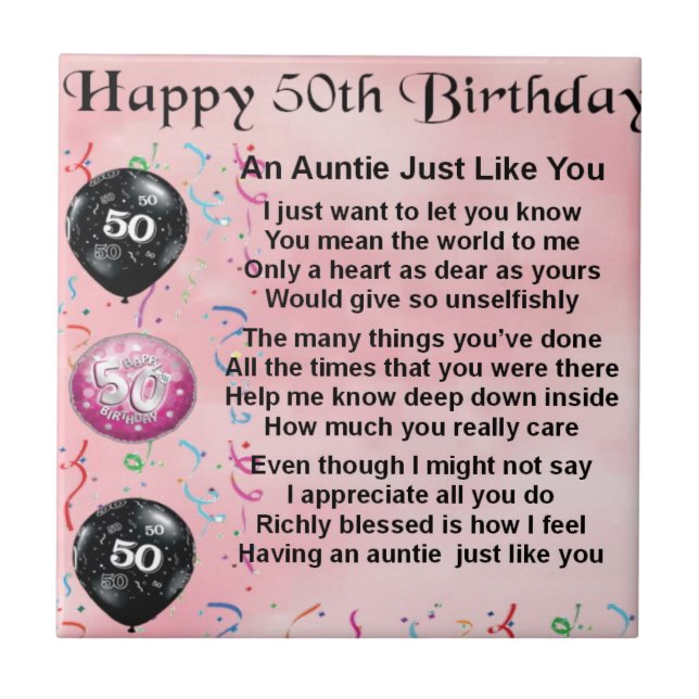 Auntie Poem - 50th Birthday Tile (Front)