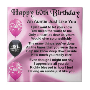 Auntie Poem - 60th Birthday Tile