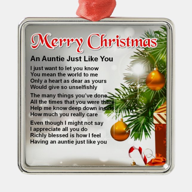 Auntie Poem - Christmas Design Metal Tree Decoration (Front)