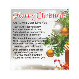 Auntie Poem - Christmas Design Notepad
