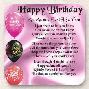 Auntie Poem -  Happy Birthday Coaster