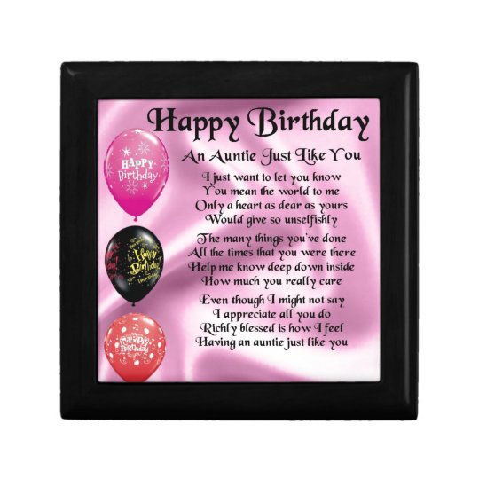 Auntie Poem Happy Birthday Gift Box Zazzle Co Uk