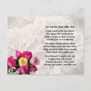 Auntie Poem - Roses design Postcard