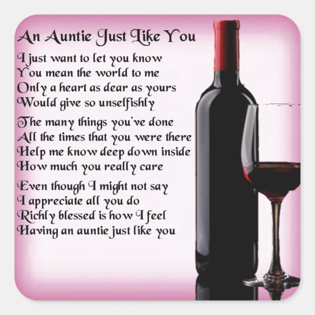 Auntie Poem - Wine Design Square Sticker (Front)