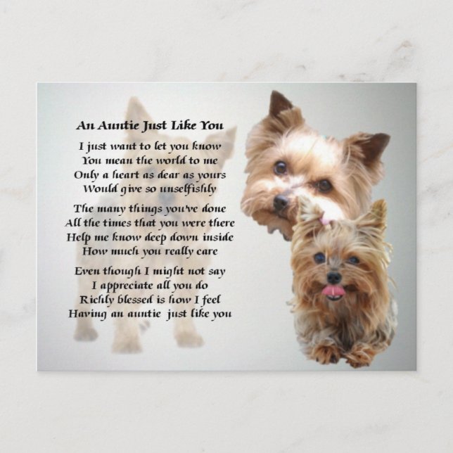 Auntie Poem - Yorkshire terrier Postcard (Front)