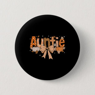 Auntie Pumpkin Fall Coquette Bow Thanksgiving Mum 6 Cm Round Badge