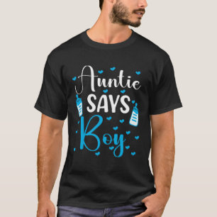 Auntie says boy gender reveal party matching famil T-Shirt