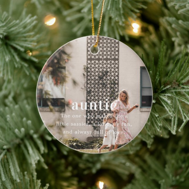 Auntie | Sentimental Photo Keepsake Christmas Ceramic Tree Decoration (Tree)