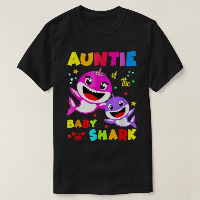 Auntie Shark Birthday Auntie Shark Tees Family Mot (Design Front)