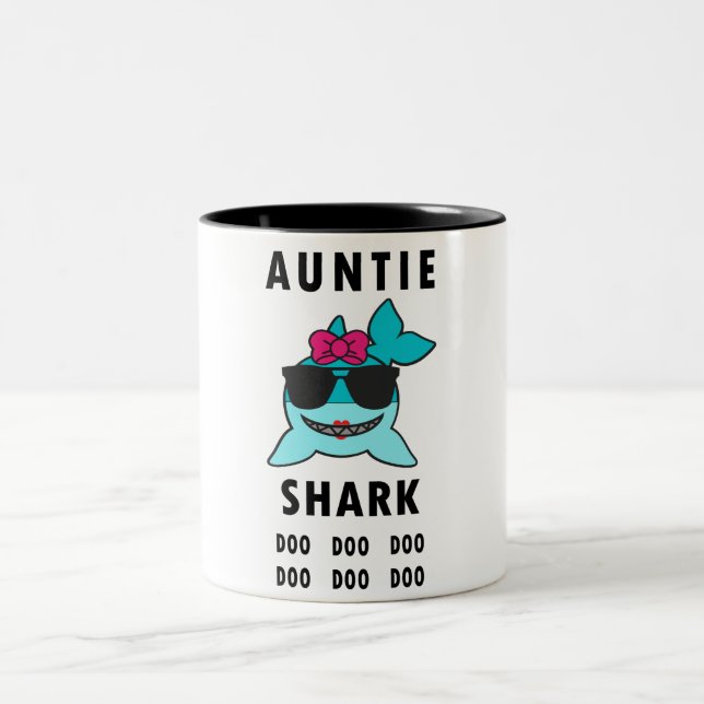 AUNTIE SHARK DOO DOO DOO Two-Tone COFFEE MUG (Center)