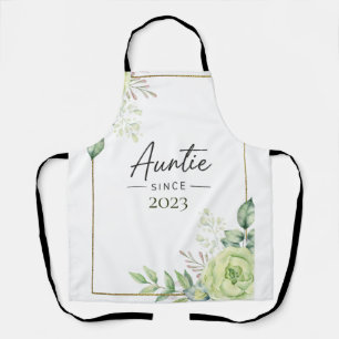 Auntie Since Personalised Year Floral Handwritten  Apron