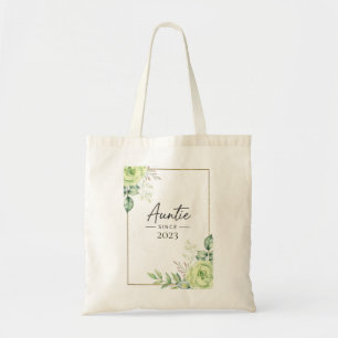 Auntie Since Personalised Year Floral Handwritten Tote Bag