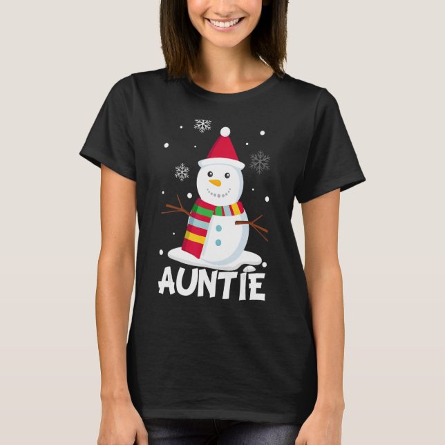 Auntie Snowman Santa  Christmas Matching Family T-Shirt (Front)