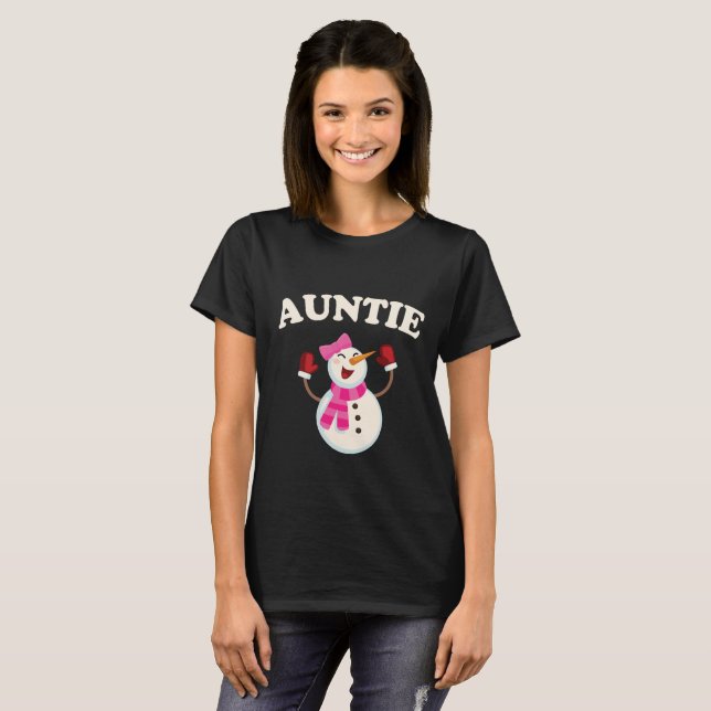 Auntie Snowman T-shirt Pajama Family Matching Gift (Front Full)