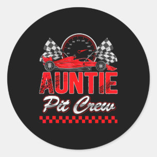 Auntie T Crew Racing Family Race Car Birthday Boy  Classic Round Sticker