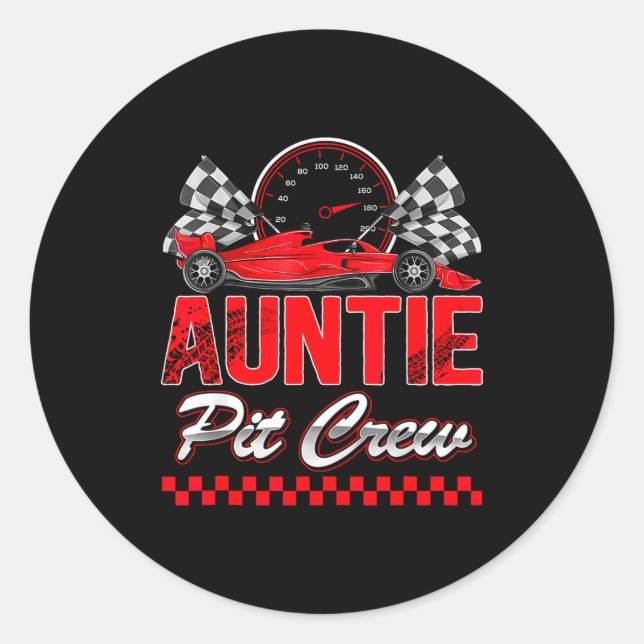 Auntie T Crew Racing Family Race Car Birthday Boy  Classic Round Sticker (Front)