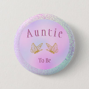 Auntie To Be Baby Shower Girl Whimsical Butterfly 6 Cm Round Badge